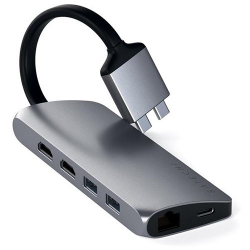 Satechi Adaptateur Multi-ports double USB-C 4K Ethernet - Gris sidéral