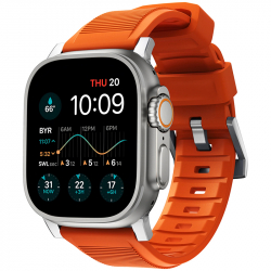 Bracelet orange pour Apple Watch Ultra 49mm silicone avec fermoir